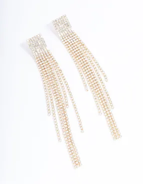 Gold Square Cupchain Drop Earrings