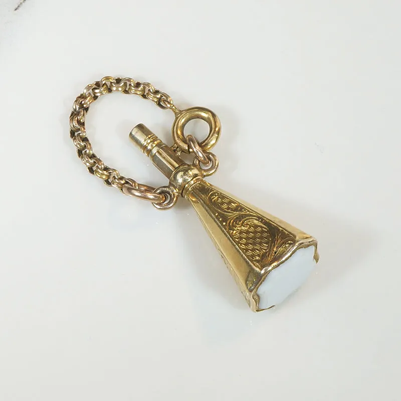 Gorgeous Victorian Gold & Chalcedony Watch Key