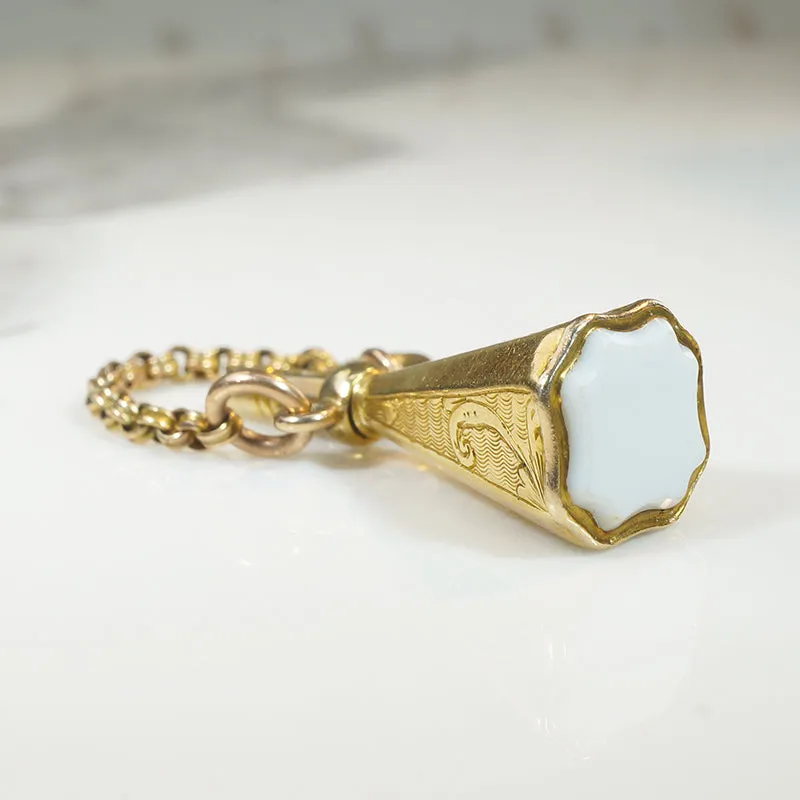 Gorgeous Victorian Gold & Chalcedony Watch Key