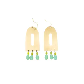 Green Bead Chandelier Earrings