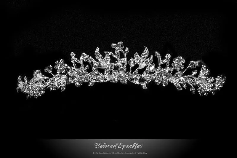 Gretchen Floral Cluster Crystal Tiara | Swarovski Crystal