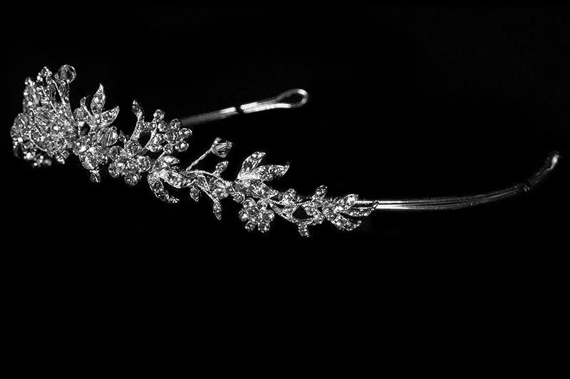 Gretchen Floral Cluster Crystal Tiara | Swarovski Crystal