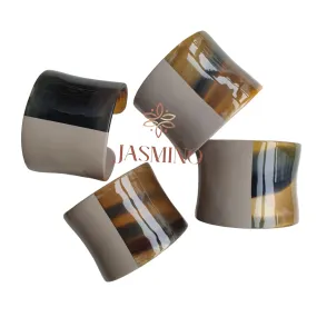 Grey and Natural Handmade Bracelet J17539, Made by Buffalo Horn & Lacquer, Enhanced Value for Women