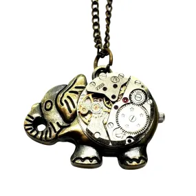 Handmade Antique Bronze Steampunk Elephant Necklace