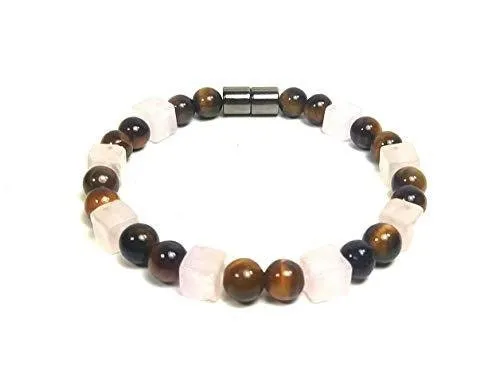 Handmade Rose Quartz Tiger Eye Bracelet - Empath Protection Bracelet For Children