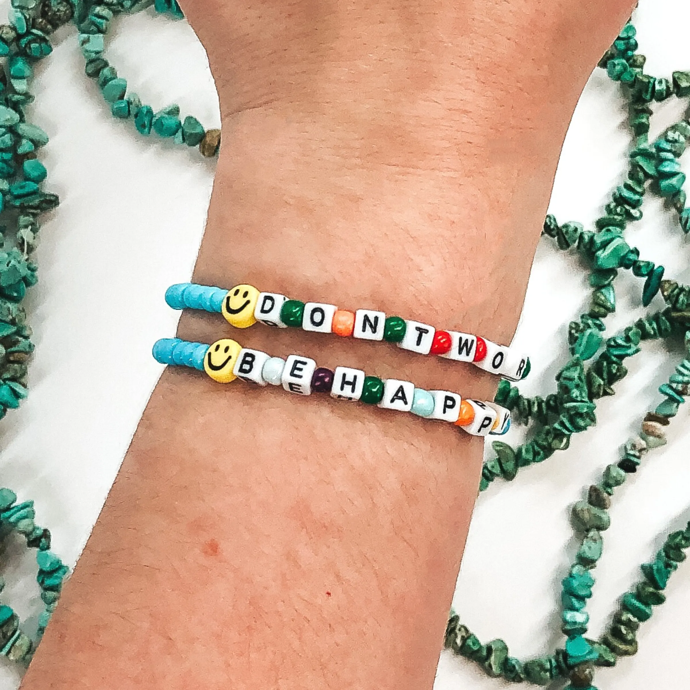 Happy State of Mind Beaded Bracelet Duo in Baby Blue