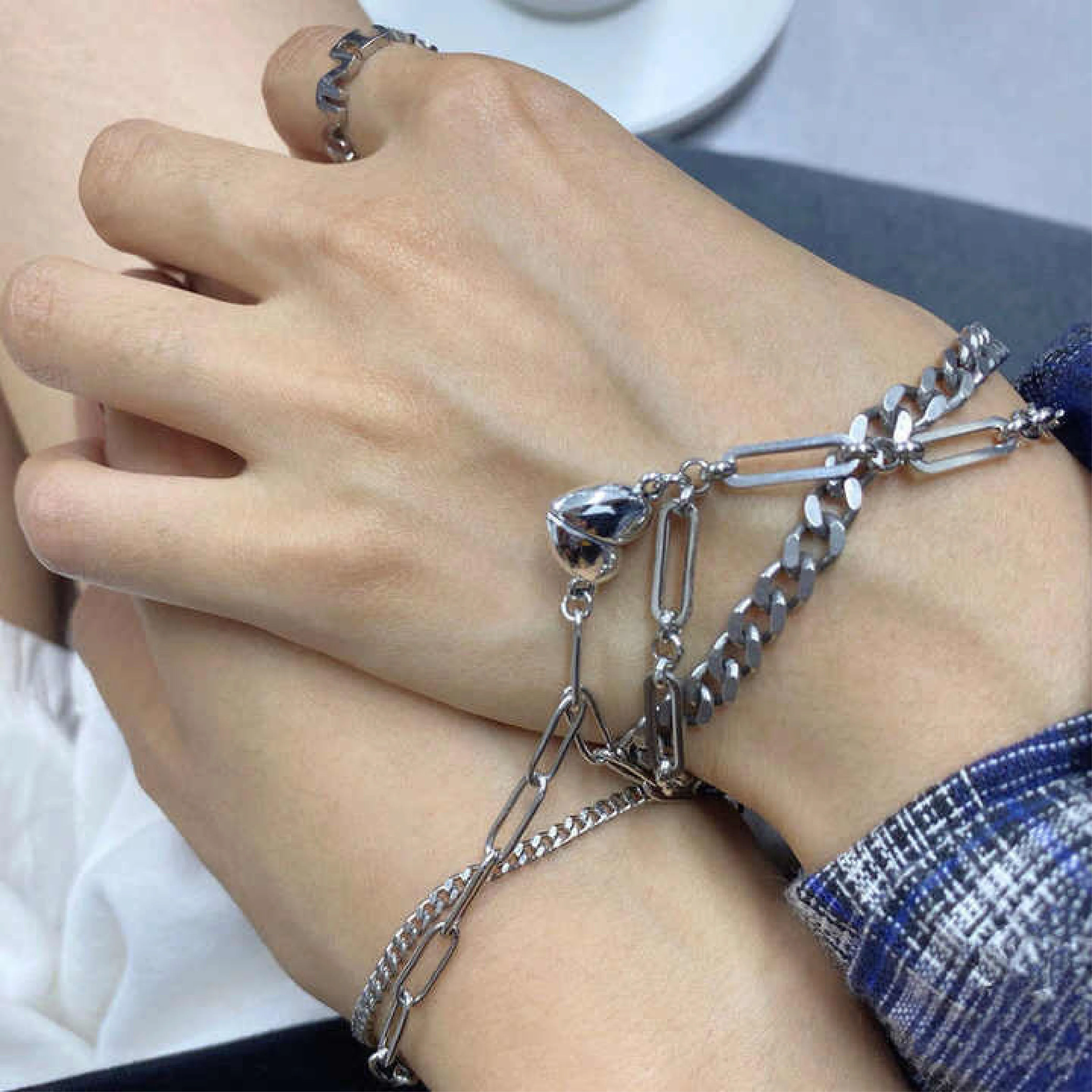 Heart Charm Couple Bracelets