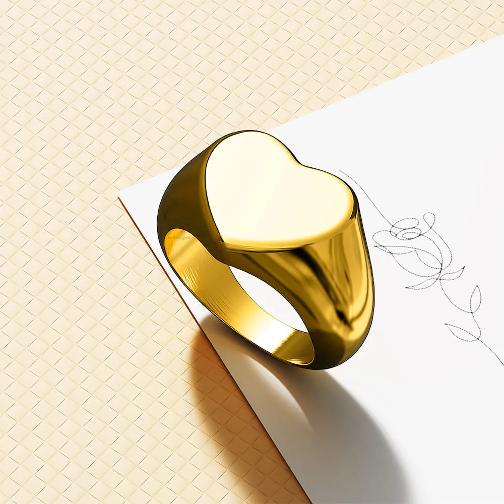 Heart's Desire Signet Gold Layered Ring in 10mm