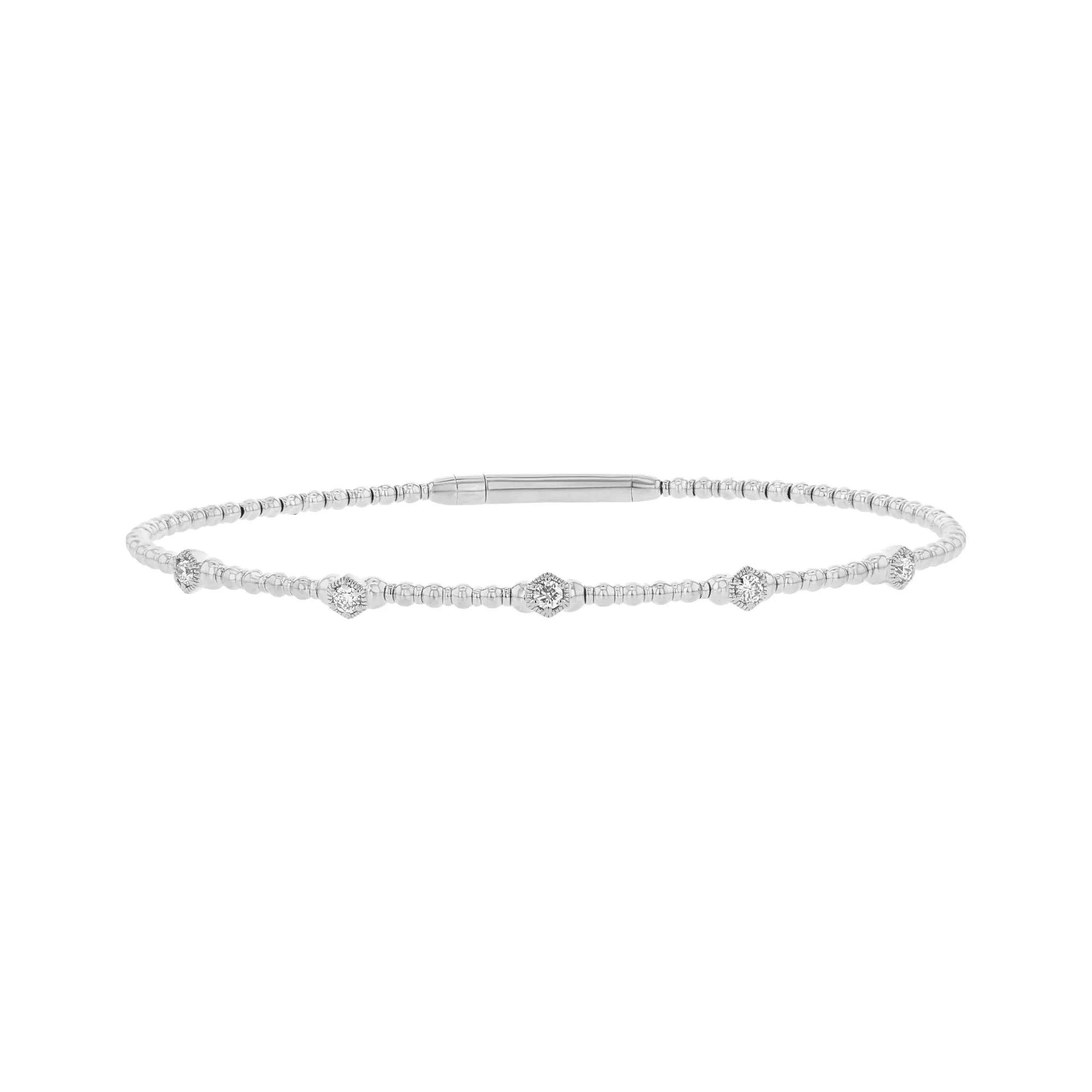 Hexagonal Station Diamond Bangle Bracelet