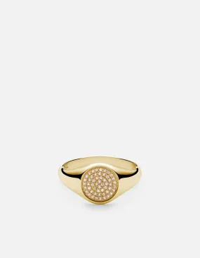 Horizon Signet Ring, 14k Gold Pavé