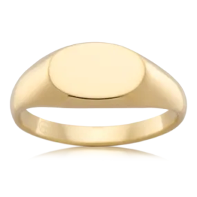 Horizontal Oval Gold Signet Ring