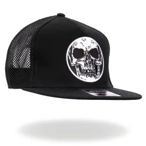 Hot Leathers GSH2023 Black Circle Skull Snapback Hat