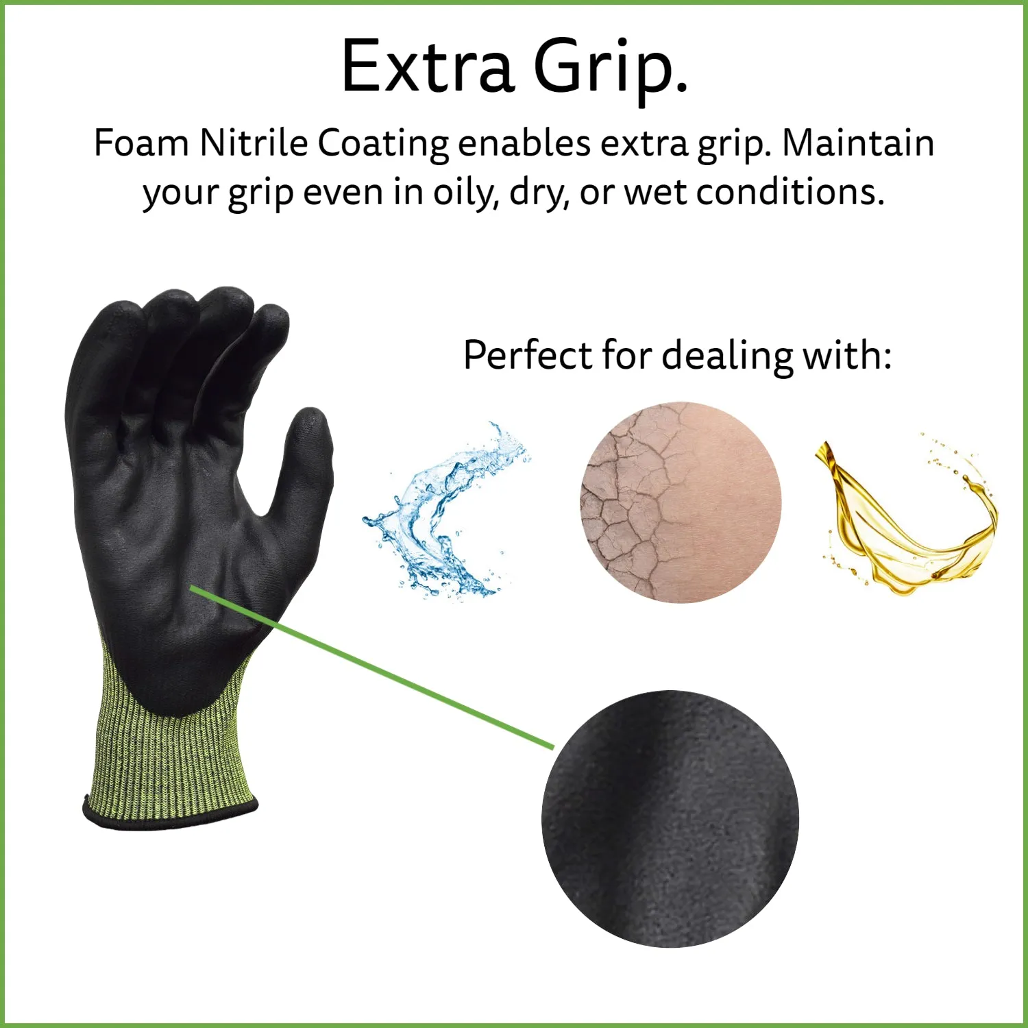 HPPG Cut-Resistant Gloves with Foam Nitrile Coating, ANSI Cut Level A5