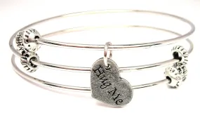 Hug Me Accent Heart Triple Style Expandable Bangle Bracelet