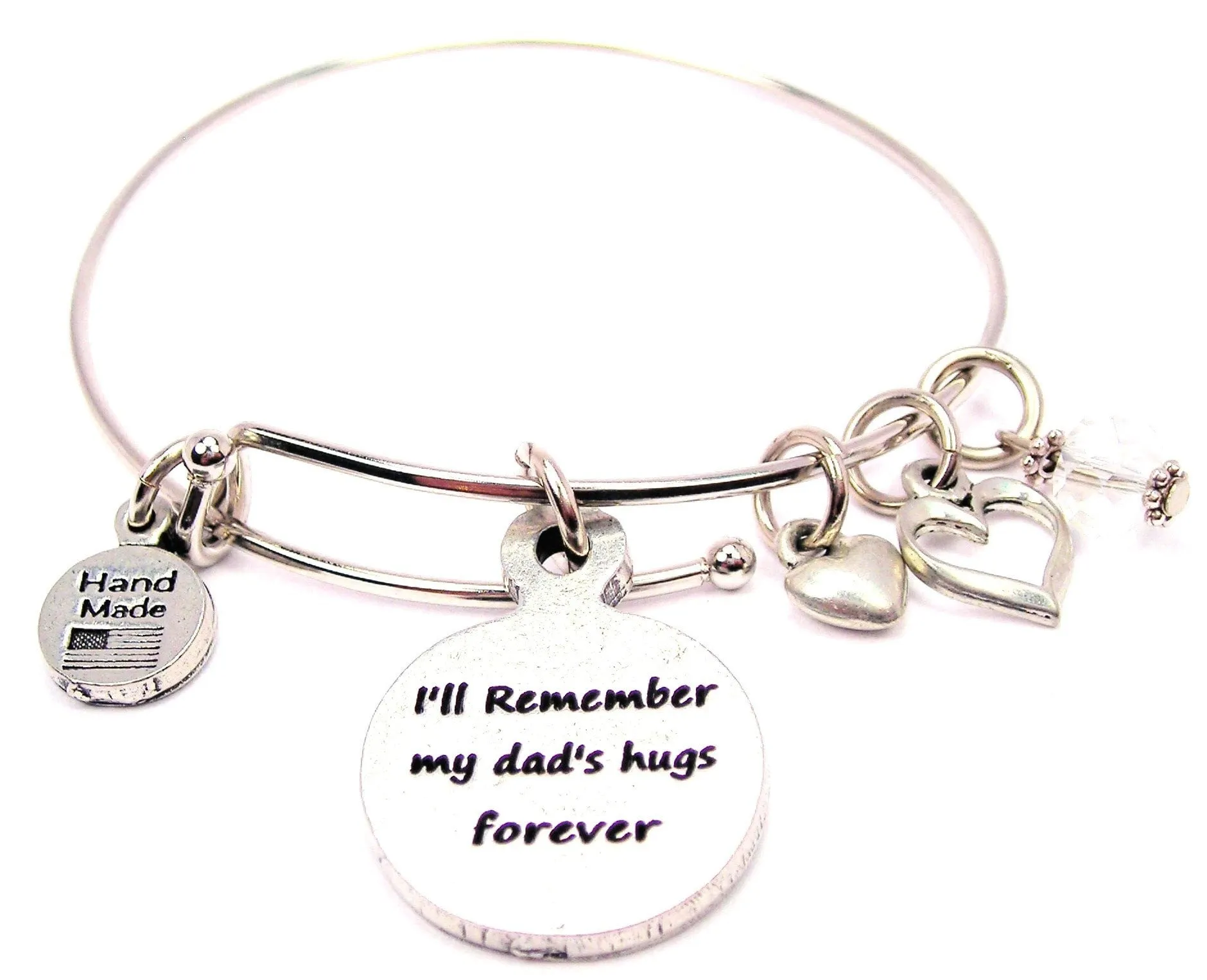 I'll Remember My Dad's Hugs Forever Expandable Bangle Bracelet