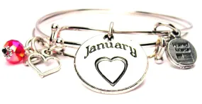 January Circle Expandable Bangle Bracelet Set