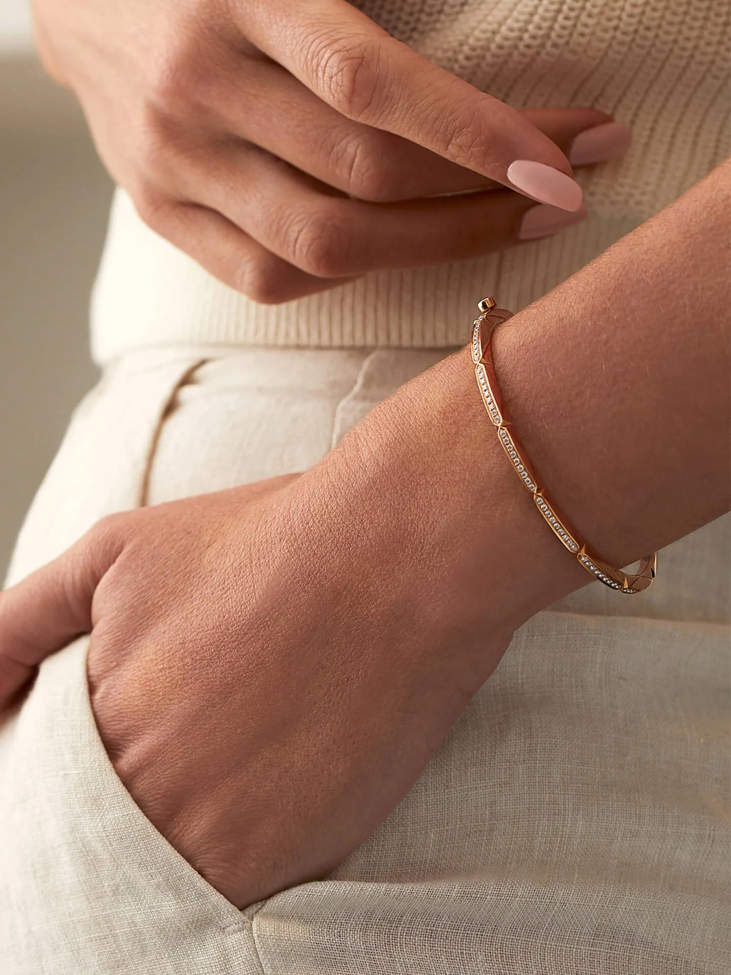 Jazz Rose Gold Diamond Bangle