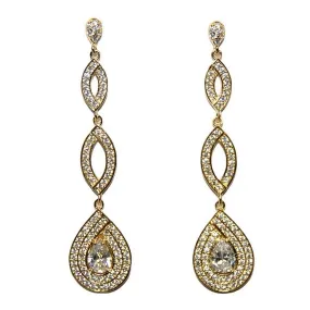 Jevette Linear Gold Chandelier Earrings | 60mm