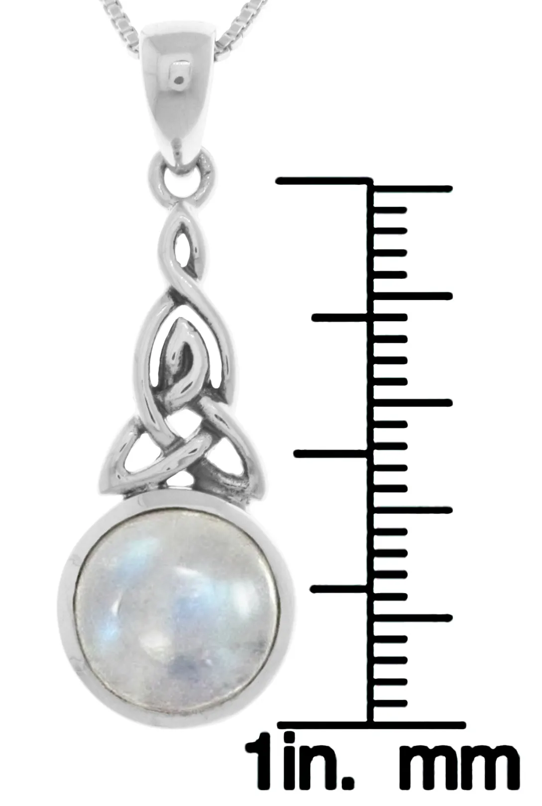 Jewelry Trends Sterling Silver Celtic Trinity Knot Pendant with Moonstone on 18 Inch Box Chain Necklace