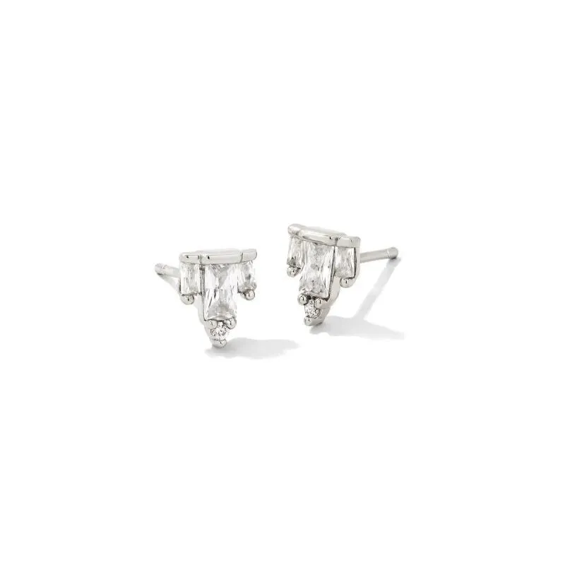 Kendra Scott | Juliette Silver Stud Earrings in White Crystal