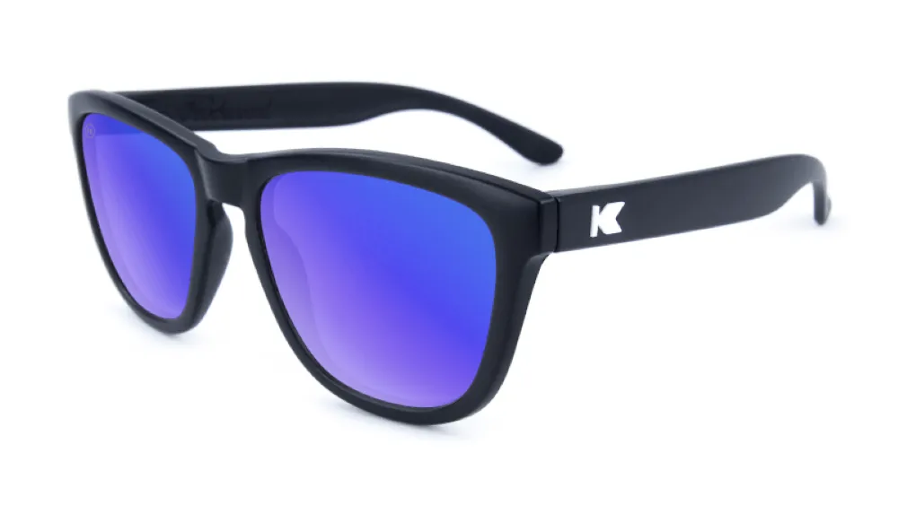 Knockaround Premiums Matte Black Frame - Blue Moonshine Lens - Polarized Sunglasses