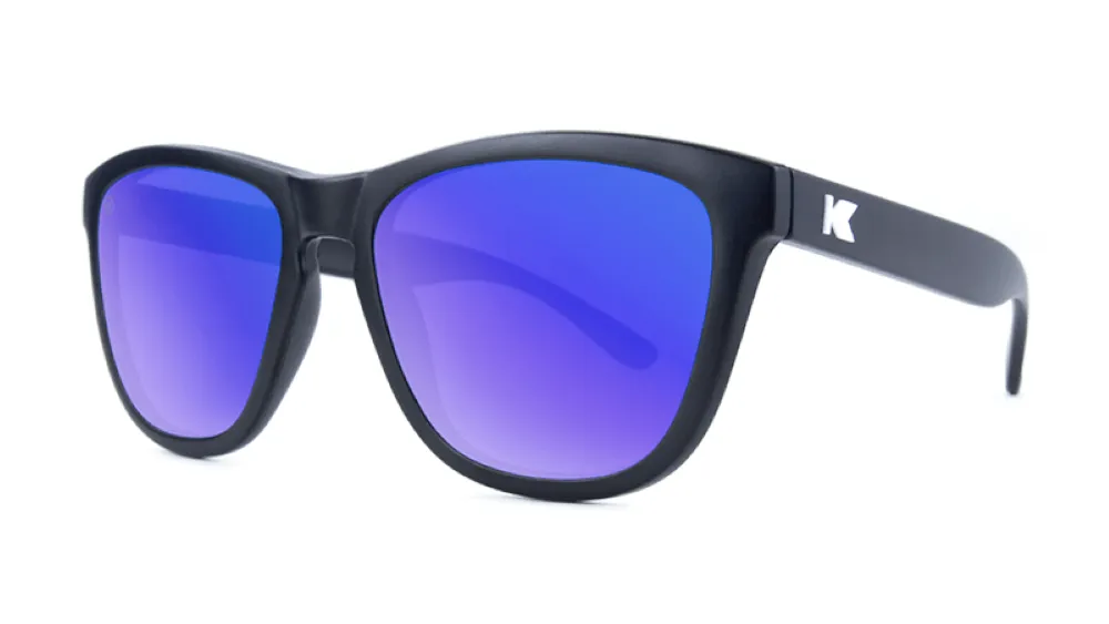 Knockaround Premiums Matte Black Frame - Blue Moonshine Lens - Polarized Sunglasses