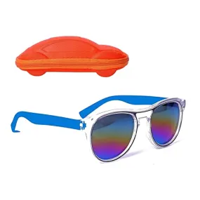 Koochie-Koo Cool Stylish UV Rays Protective Full Frame Sunglasses For kids, Unisex Shades With Cute Car Shaped Storage Case Smart sunglass For Boys And Girls (Pack Of 1, Blue)