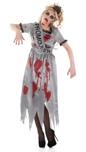 Ladies Prom Queen Zombie Halloween Fancy Dress Costume