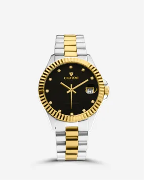 Ladies Two Tone 11 Diamond Marker Watch with Magnified Date