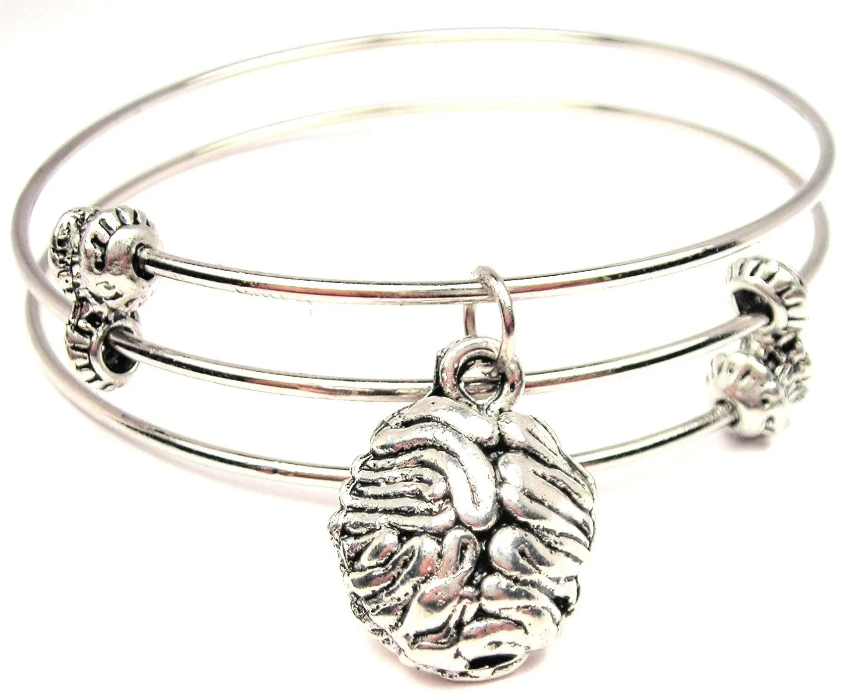 Large Brain Triple Style Expandable Bangle Bracelet