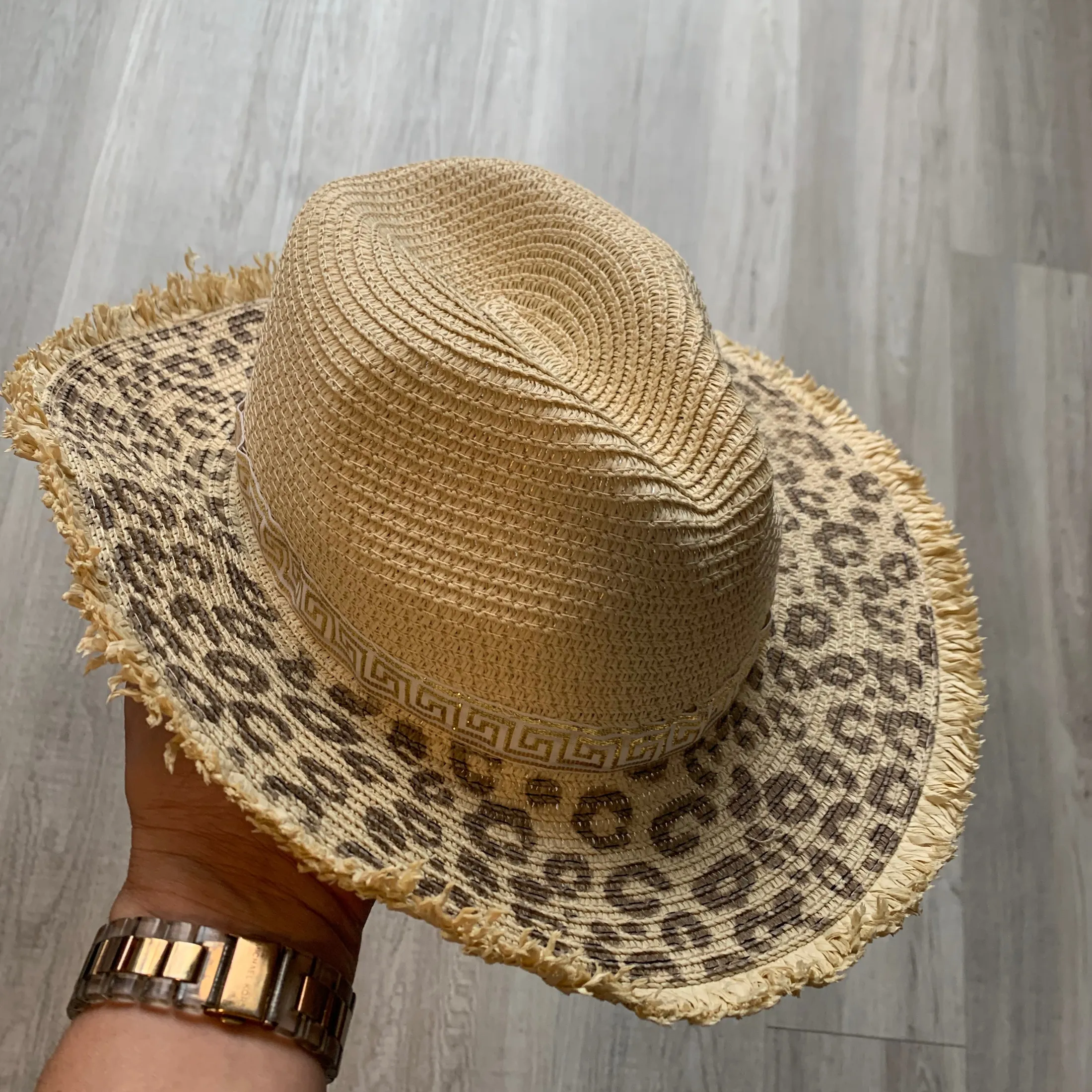 Leopard Straw Hat Decorated