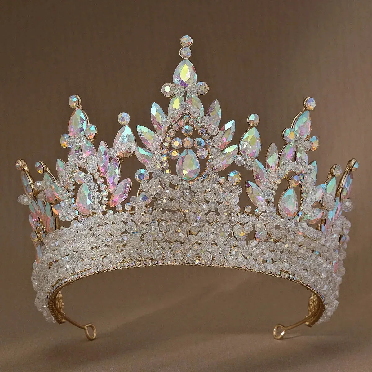 Let's Go Big Crown-Tiara Handmade with Beaded Crystal for Bridal or Quinceanera Occasions