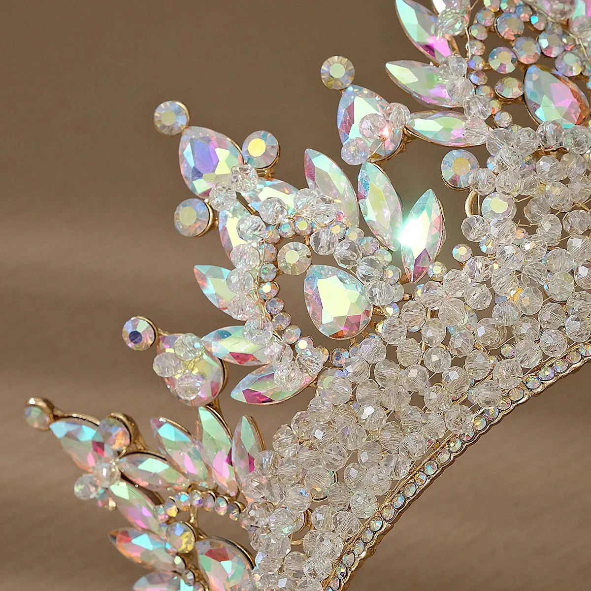 Let's Go Big Crown-Tiara Handmade with Beaded Crystal for Bridal or Quinceanera Occasions