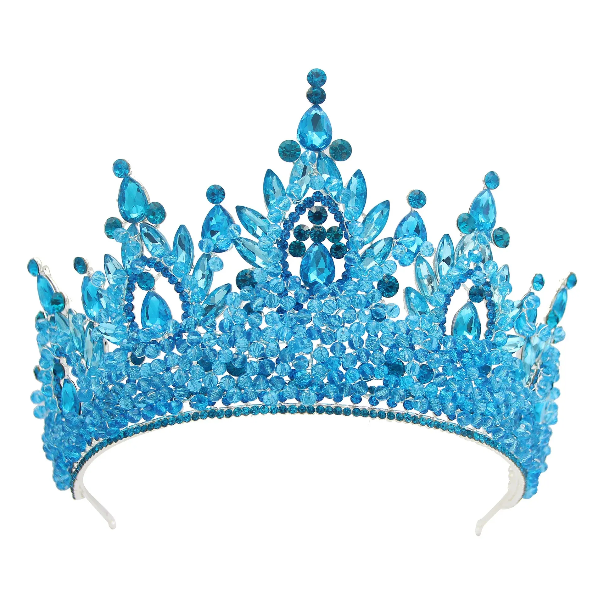 Let's Go Big Crown-Tiara Handmade with Beaded Crystal for Bridal or Quinceanera Occasions