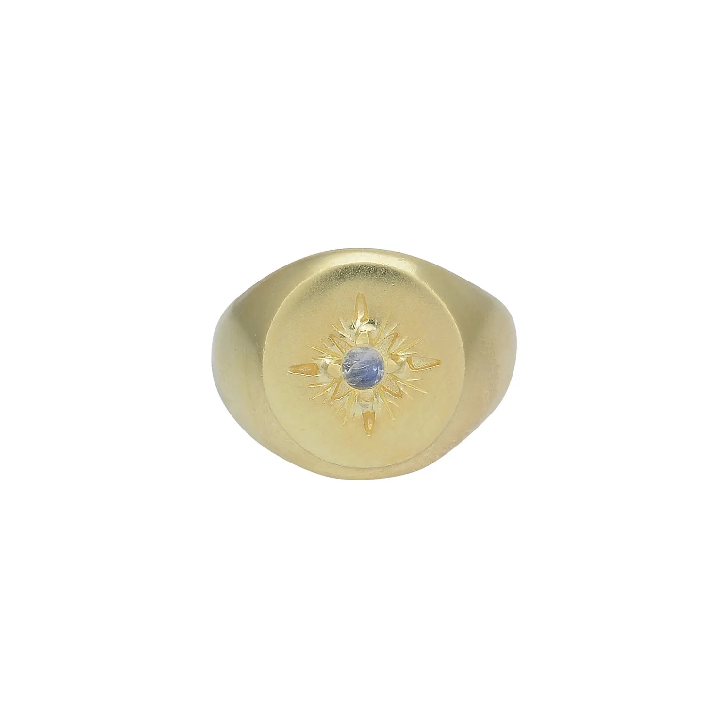 Little Star Signet Gold Rainbow Moonstone Ring