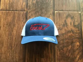 Local Trucker Hat - Blue/White with Red Stitching