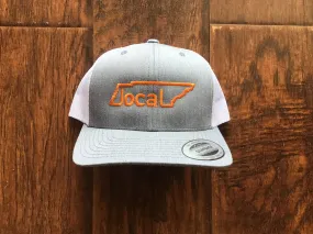 Local Trucker Hat - Heather/White with Orange Stitching