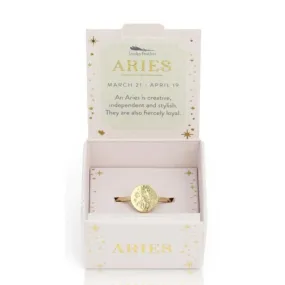 Lucky Feather Zodiac Signet Ring - Aries