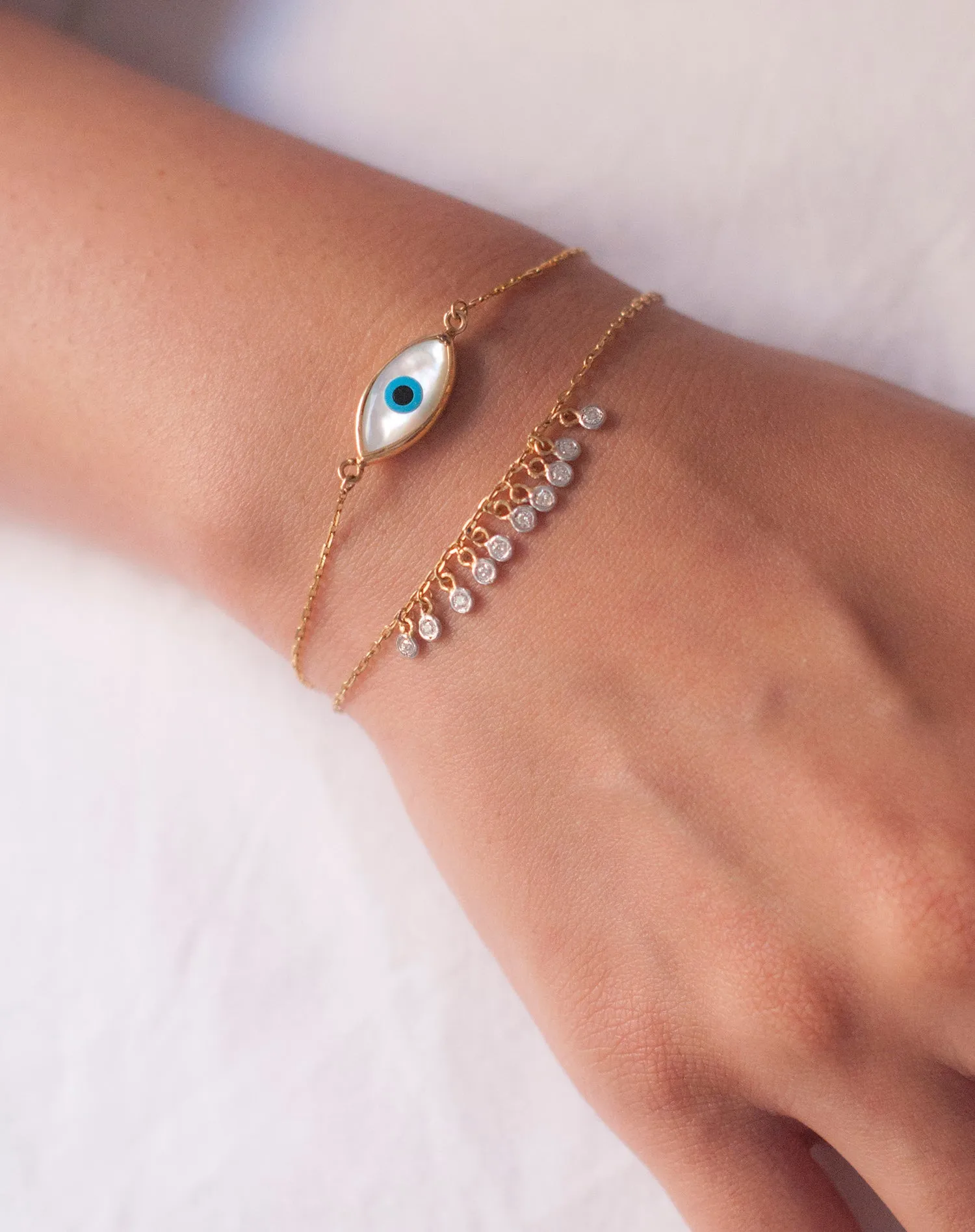 Marquise Evil Eye with Dangling Diamonds Bracelet