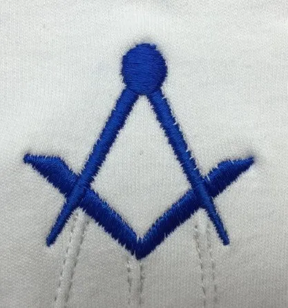 Masonic Cotton Gloves Thin Square and Compass Machine Embroidery  (2 Pairs)