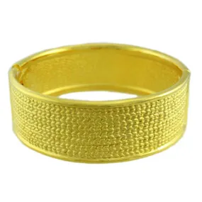 Matte Gold-plated Textured Hinged Bangle - BG720M