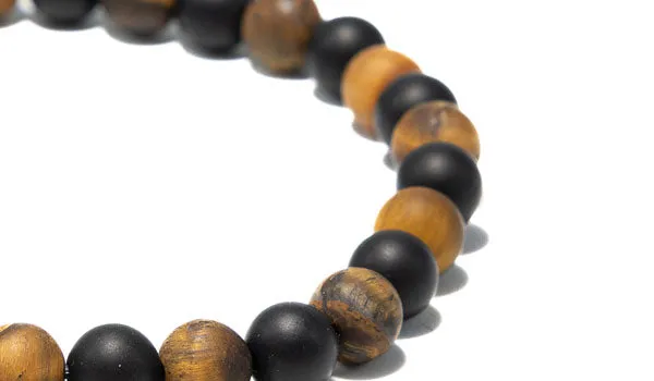 Matte Tigers Eye & Matte Onyx Natural Gemstone Bracelet