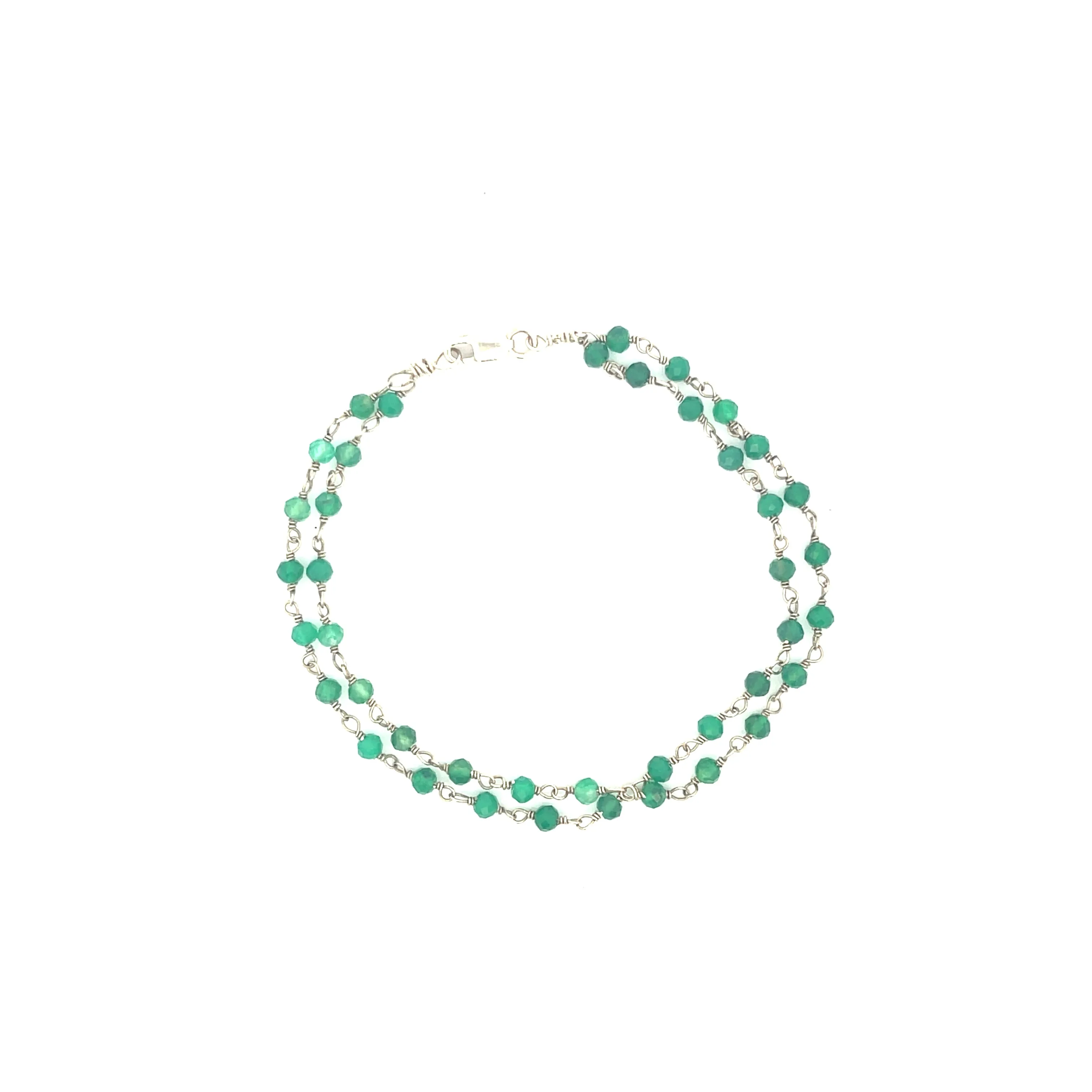 Maya Green Onyx Looping Wire Bracelet, Sterling Silver