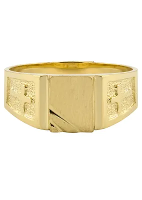 Mens Cross Signet Ring - 10K Gold | 5 Grams