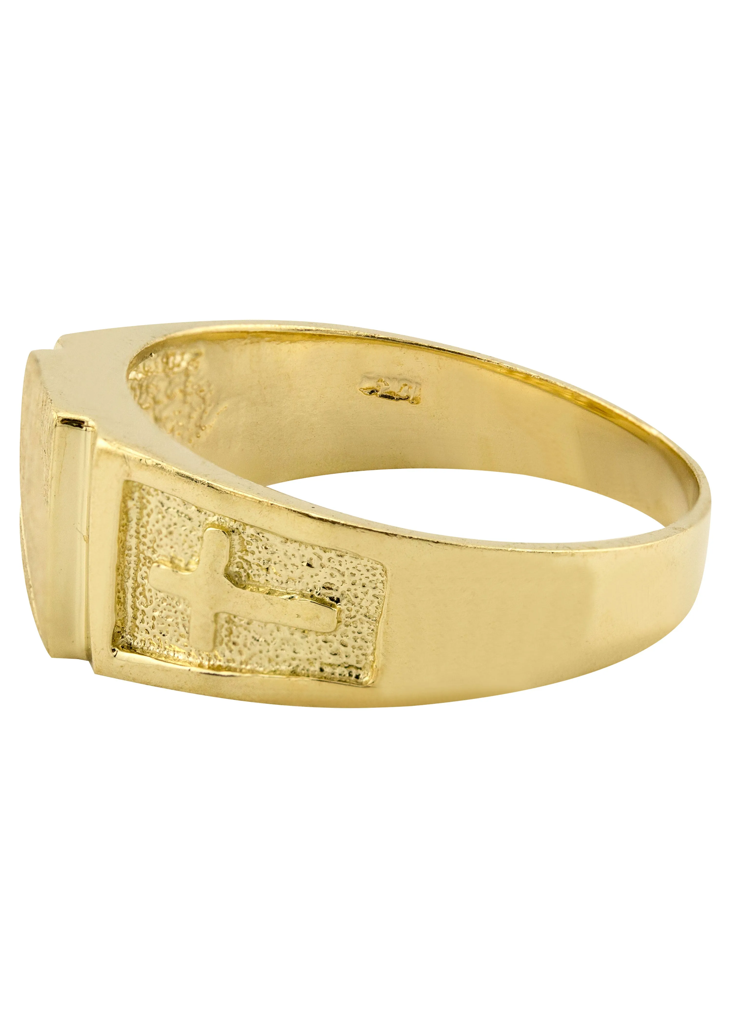 Mens Cross Signet Ring - 10K Gold | 5 Grams