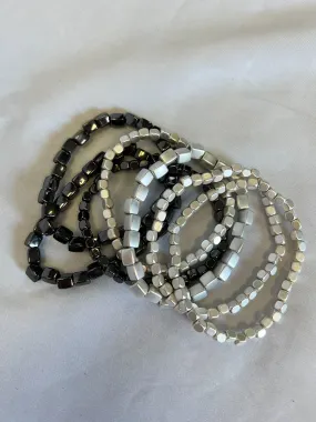 Metal Bead Bracelet - Hematite Silver