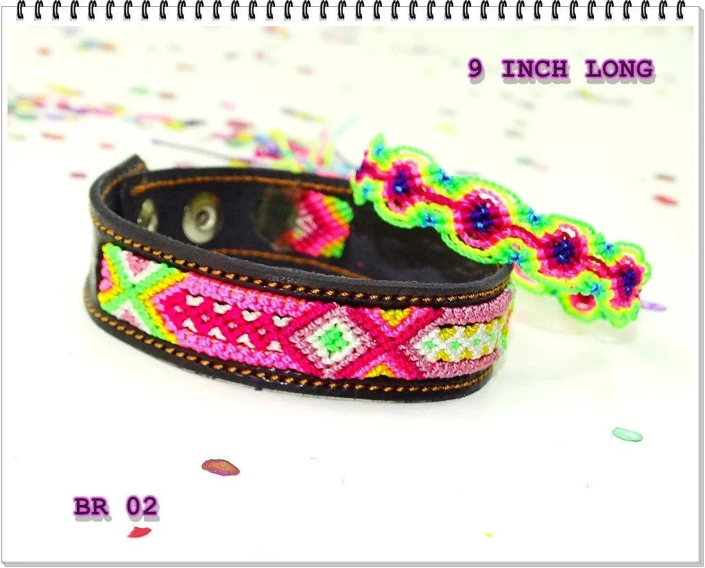 Mexican Friendship Bracelet Set in Pink & Green