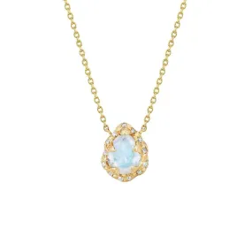 Micro Queen Water Drop Moonstone Necklace with Sprinkled Diamonds | Ready to Ship