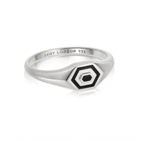 Mini Hexagon Palm Signet Sterling Silver Ring WR08_SLV