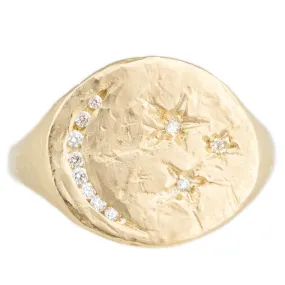 Moon & Star Signet Ring